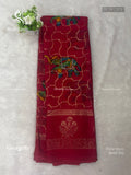 Georgette Elephant Mango Flower Motif Dark Pink Dark Pink