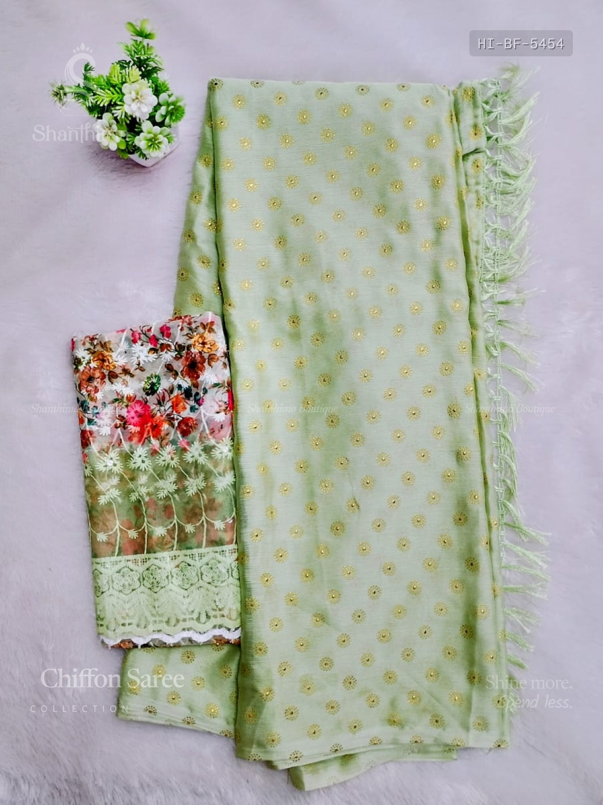 Chiffon Buttas Flower Teal Green Teal Green