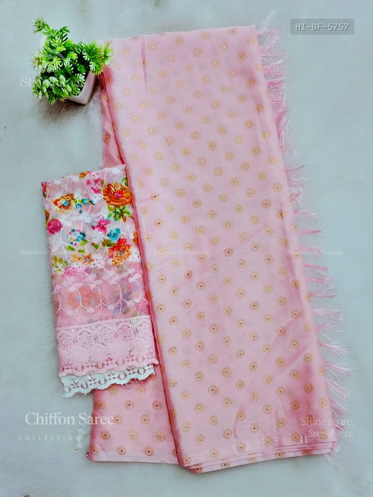Chiffon Buttas Flower Baby Pink Baby Pink