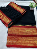 Chettinad Cotton Half Saree Plain Peacock Elephant Black Red