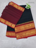 Chettinad Cotton Half Saree Plain Peacock Elephant Black Maroon