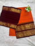 Chettinad Cotton Half Saree Plain Peacock Elephant Orange Maroon