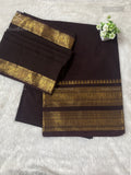 Chettinad Cotton Half Saree Plain Peacock Elephant Coffee Brown Gold