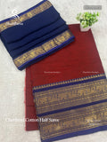 Chettinad Cotton Half Saree Plain Peacock Elephant Maroon Blue