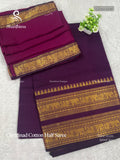 Chettinad Cotton Half Saree Plain Peacock Elephant Magenta Gold