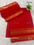 Chettinad Cotton Half Saree Plain Chakra Red Gold