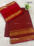 Chettinad Cotton Half Saree Plain Chakra Maroon Gold