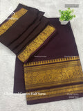 Chettinad Cotton Half Saree Plain Elephant Horse Coffee Brown Gold