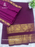 Chettinad Cotton Half Saree Plain Peacock Flower Magenta Gold
