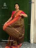Chettinad Cotton Checks Chakra Light Brown Pink
