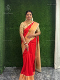 Kanchi Silk Buttas Peacock Red Copper Color