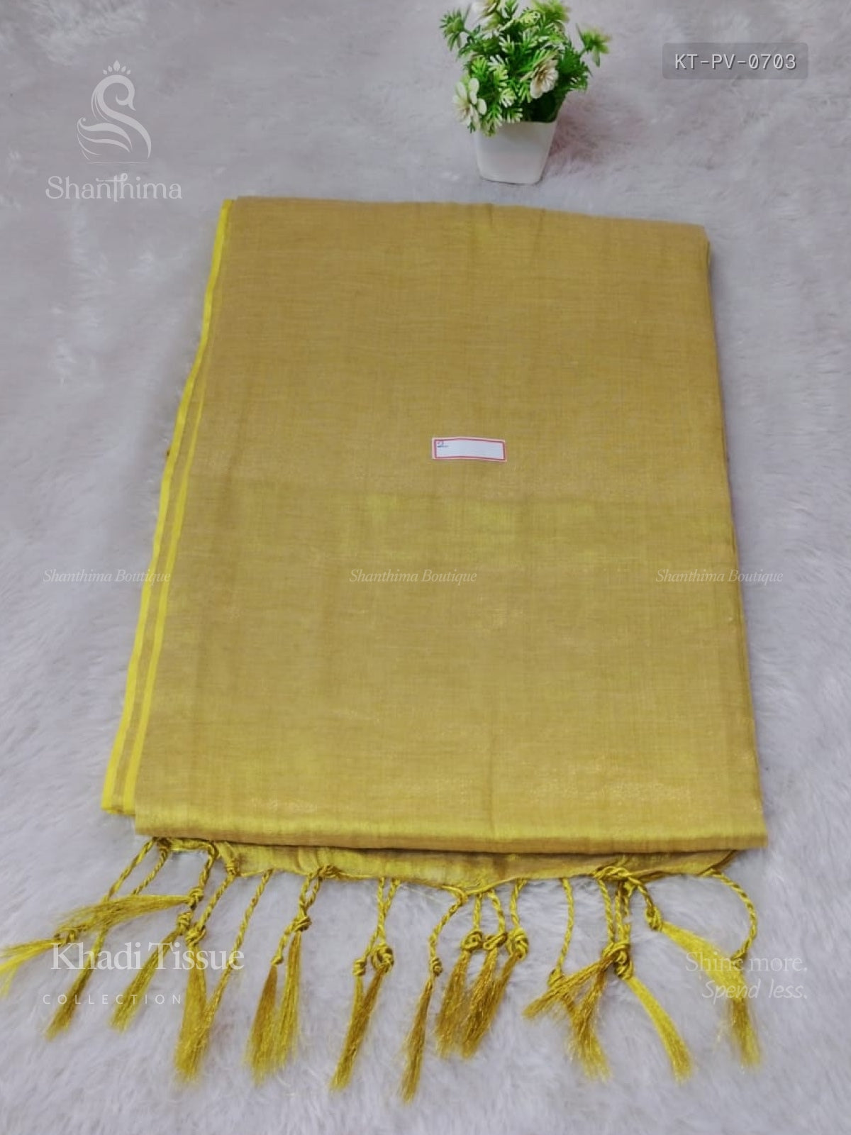 Raga Tissue Plain Plain Border Gold Yellow