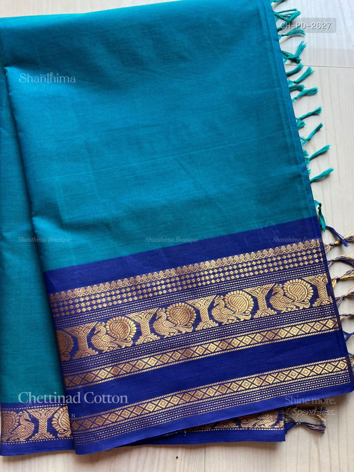 Chettinad Cotton Plain Diamond Stone Peacock Rama Blue Ink Blue