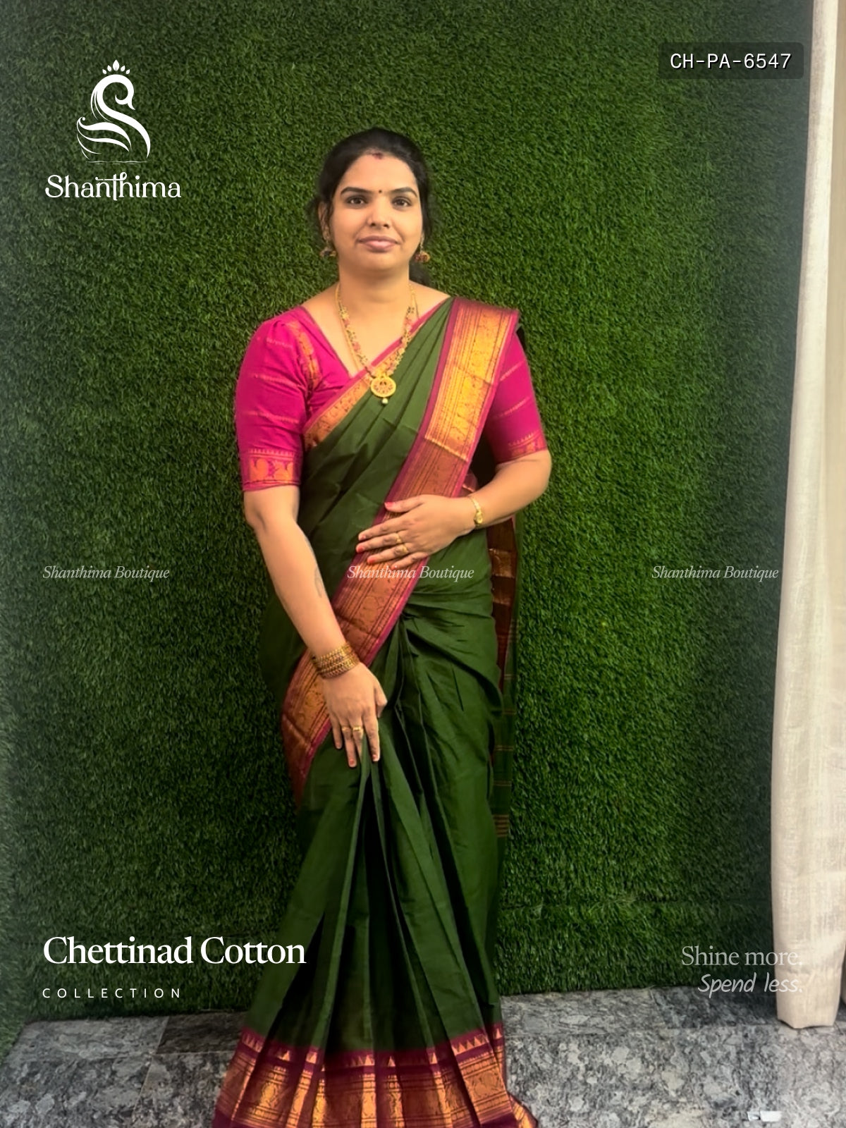 Chettinad Cotton Plain Peacock Elephant Paasi Green Magenta