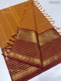 Chettinad Cotton Plain Stripes Mango Maroon