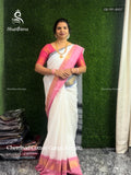 Chettinad Cotton Ganga Jamuna Plain Peacock White Baby Pink