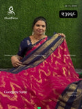 Georgette Flowers Mango Flower Pink Navy Blue