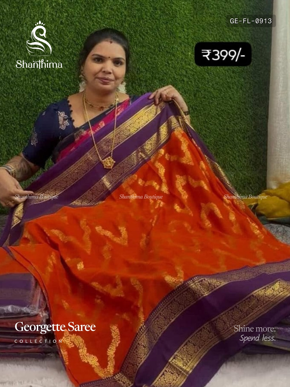 Georgette Flowers Mango Flower Orange Violet