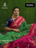 Georgette Flowers Mango Flower Green Pink