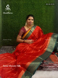 Semi Mysore Silk Horizontal Stripes Stripes Red Dark Green