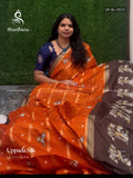 Uppada Silk Buttas Mango Flower Rust Brown