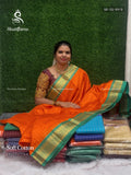 Soft Cotton Checks Peacock Motif Chakra Peacock Motif Orange Green