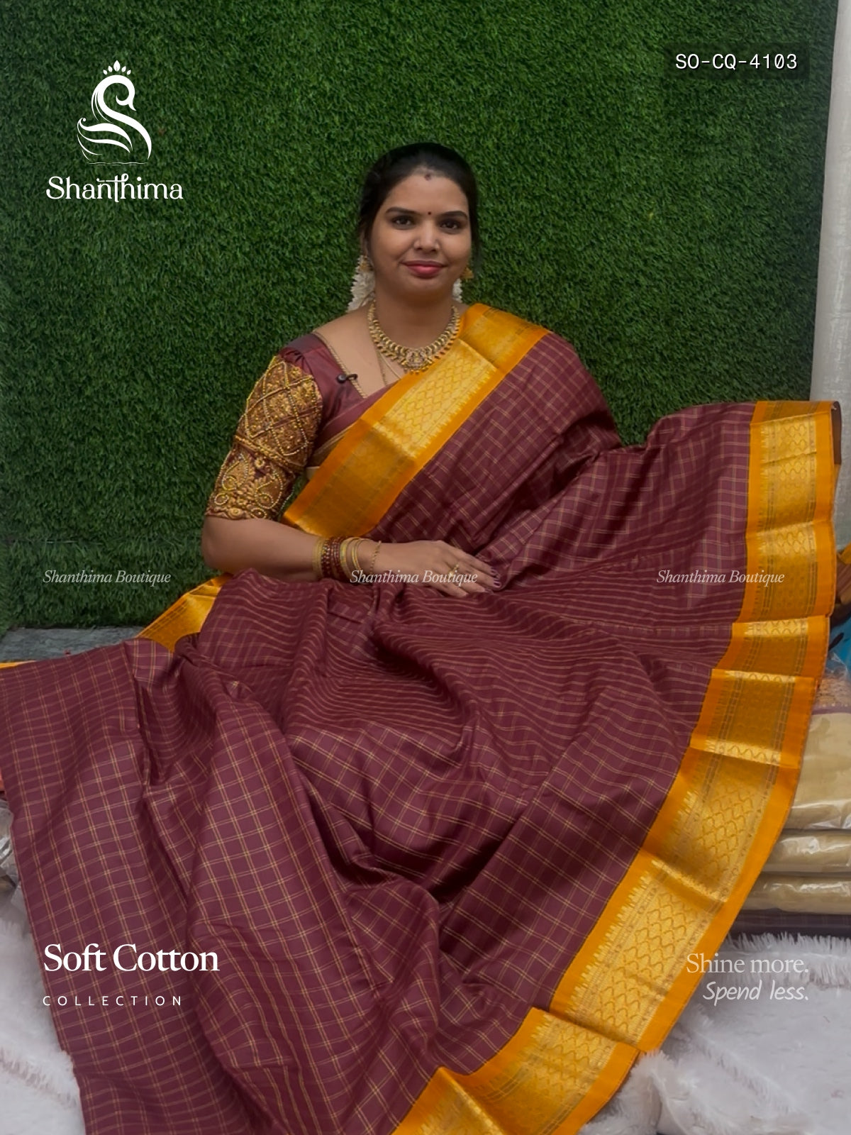 Soft Cotton Checks Peacock Motif Chakra Peacock Motif Maroon Yellow