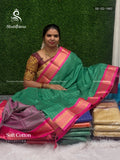 Soft Cotton Checks Peacock Motif Chakra Peacock Motif Green Pink