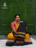Chettinad Cotton Plain Peacock Chakra Black Gold