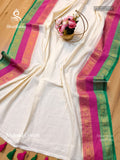 Mulmul Cotton Plain Flower  White Pink