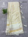 Crepe Silk Checks Chakra Star White White