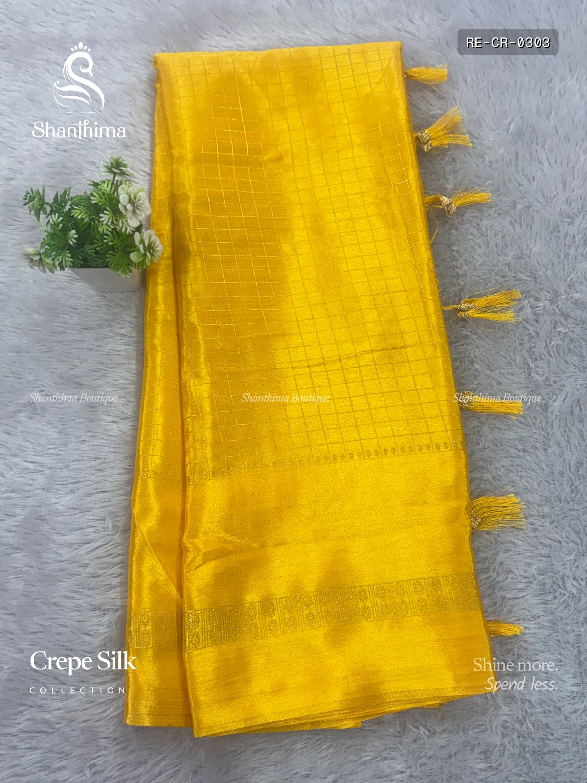 Crepe Silk Checks Chakra Star Yellow Yellow