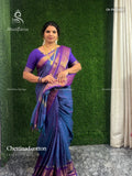 Chettinad Cotton Plain Peacock Elephant Peacock Blue Dark Violet
