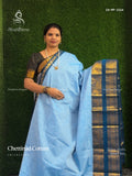 Chettinad Cotton Plain Peacock Sky Blue Peacock Blue