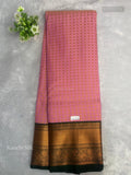 Kanchi Silk Buttas Peacock Stripes Baby Pink Copper Color