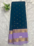Kanchi Silk Rain Drop Mango Flower Peacock Blue Lavender