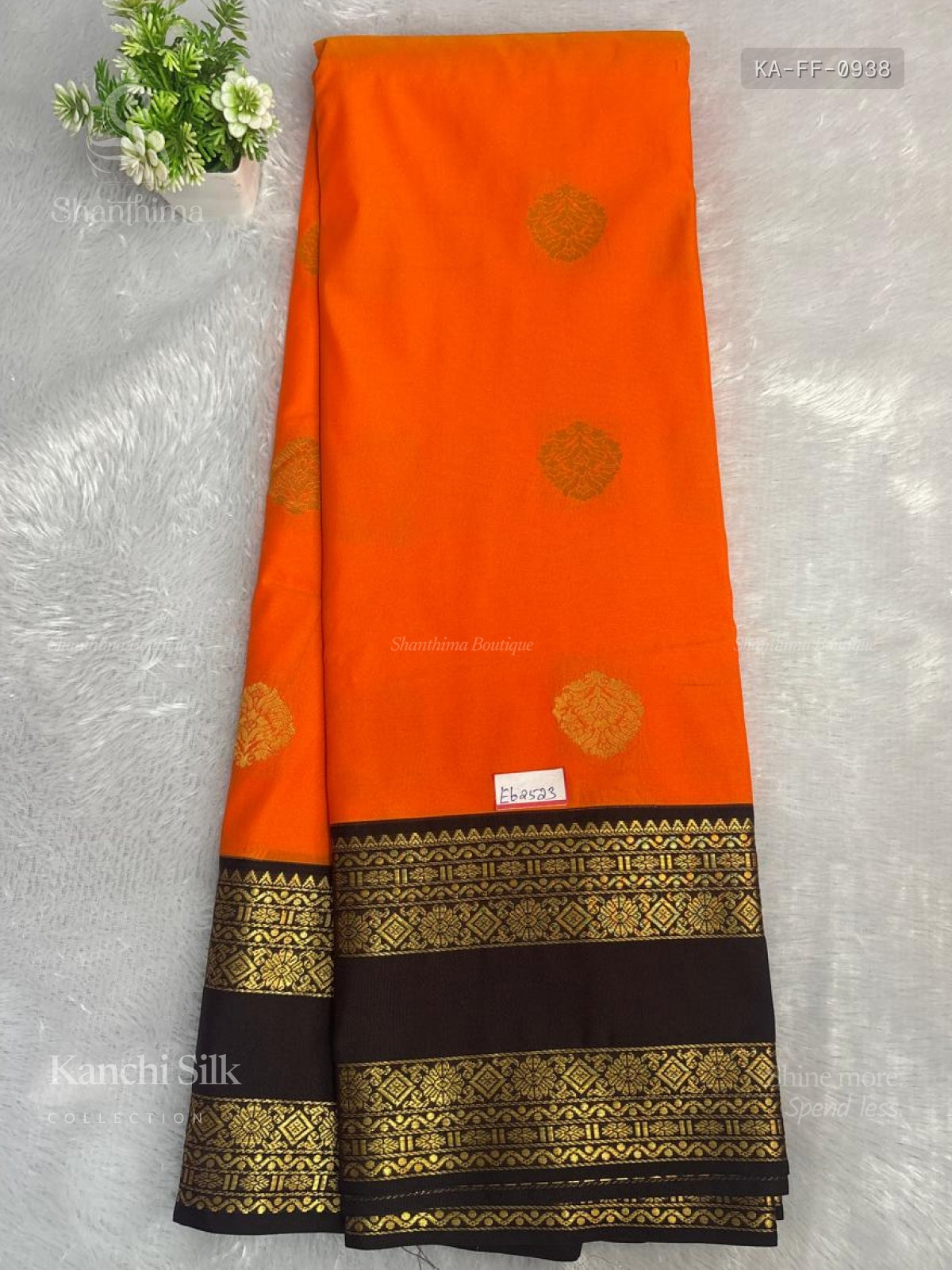 Kanchi Silk Flowers Flower Orange Coffee Brown
