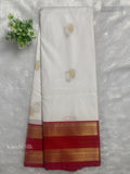 Kanchi Silk Flowers Stripes White Red