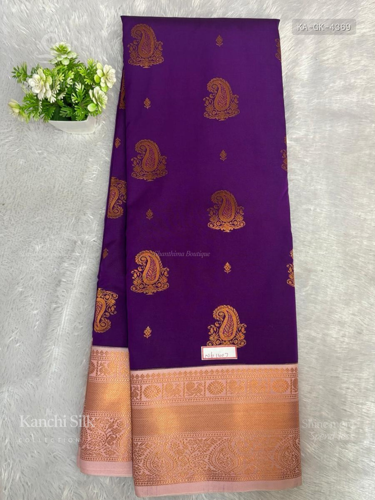 Kanchi Silk Mango Peacock Chakra Light Violet Copper Color