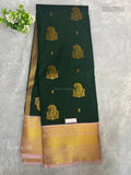 Kanchi Silk Mango Peacock Motif Chakra Peacock Motif Dark Green Copper Color