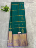 Kanchi Silk Horizontal Stripes Flower Green Lavender