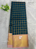 Kanchi Silk Horizontal Stripes Peacock Peacock Blue Baby Pink