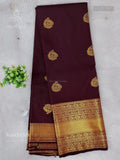 Kanchi Silk Peacock Stripes Coffee Brown Gold