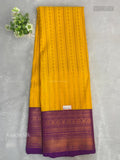 Kanchi Silk Vertical Stripes Flower Yellow Violet