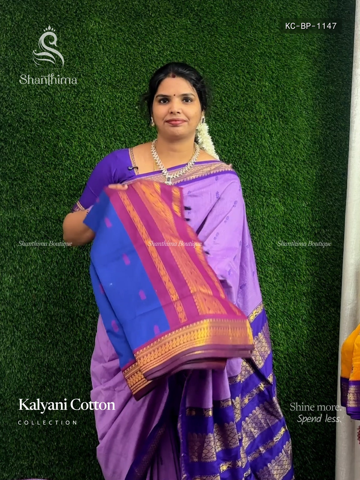 Kalyani Cotton Buttas Peacock Blue Magenta