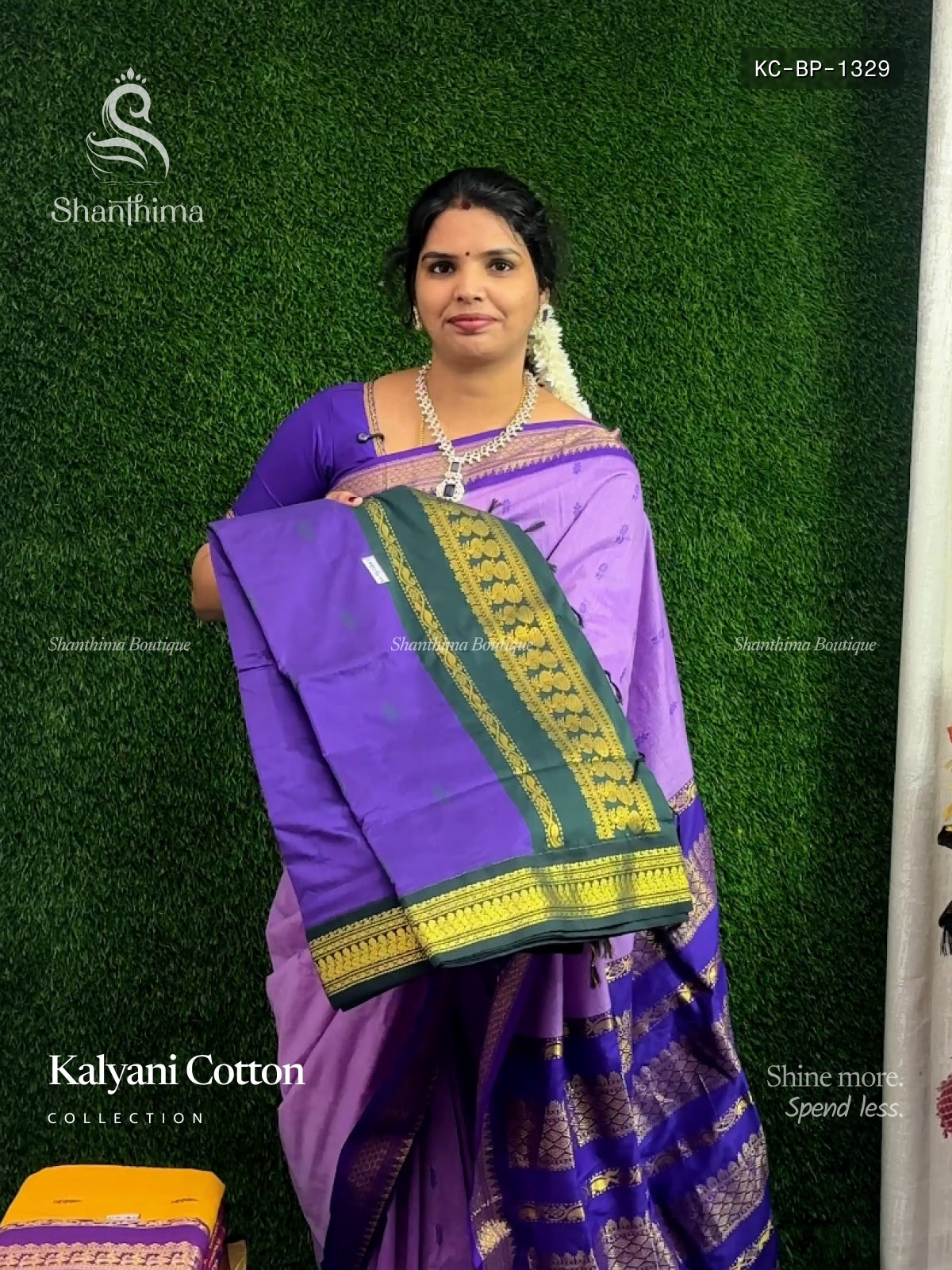 Kalyani Cotton Buttas Peacock Violet Dark Green