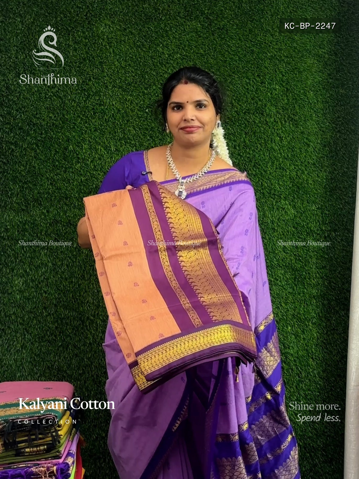 Kalyani Cotton Buttas Peacock Rust Magenta