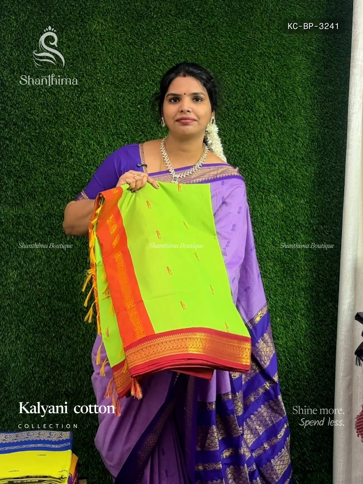 Kalyani Cotton Buttas Peacock Parrot Green Maroon