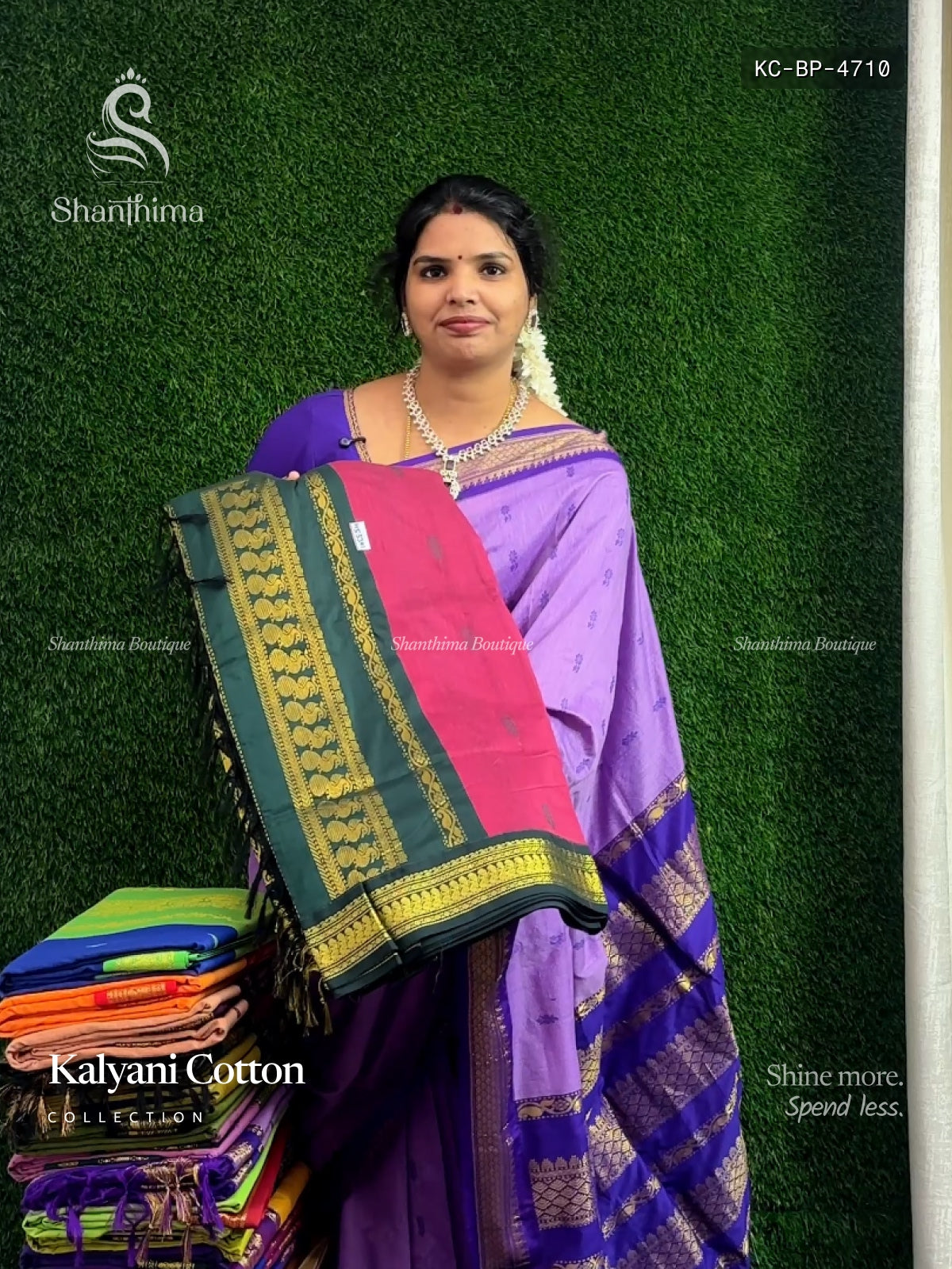 Kalyani Cotton Buttas Peacock Magenta Green