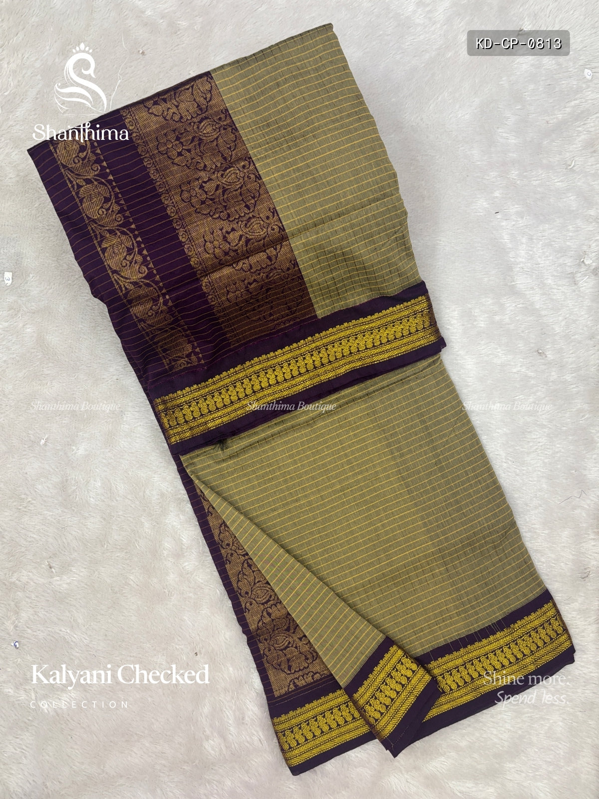 Kalyani Checked Checks Peacock Silver Violet